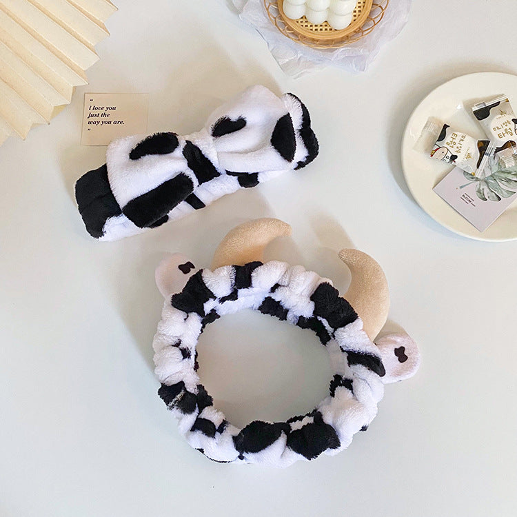 Wholesale Fabric Cow Pattern Bow Tie Hair Hoop